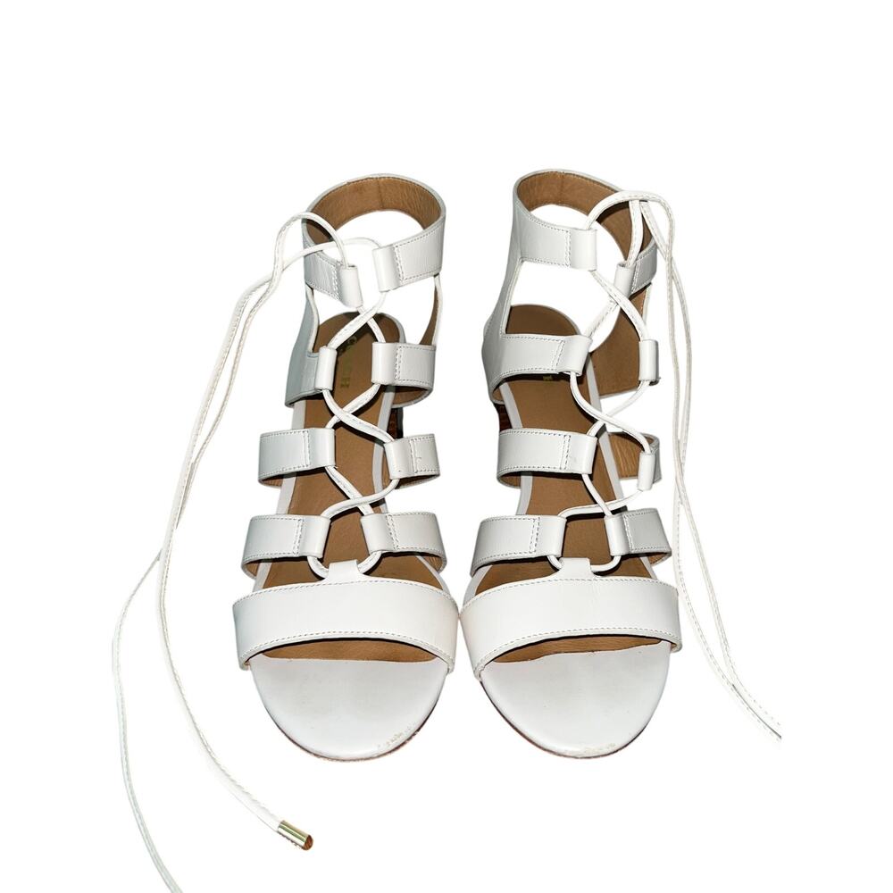 COACH Larissa Leather Lace-Up City Sandals Chunky Heel White Sz 8 Gladiator - Picture 4 of 13